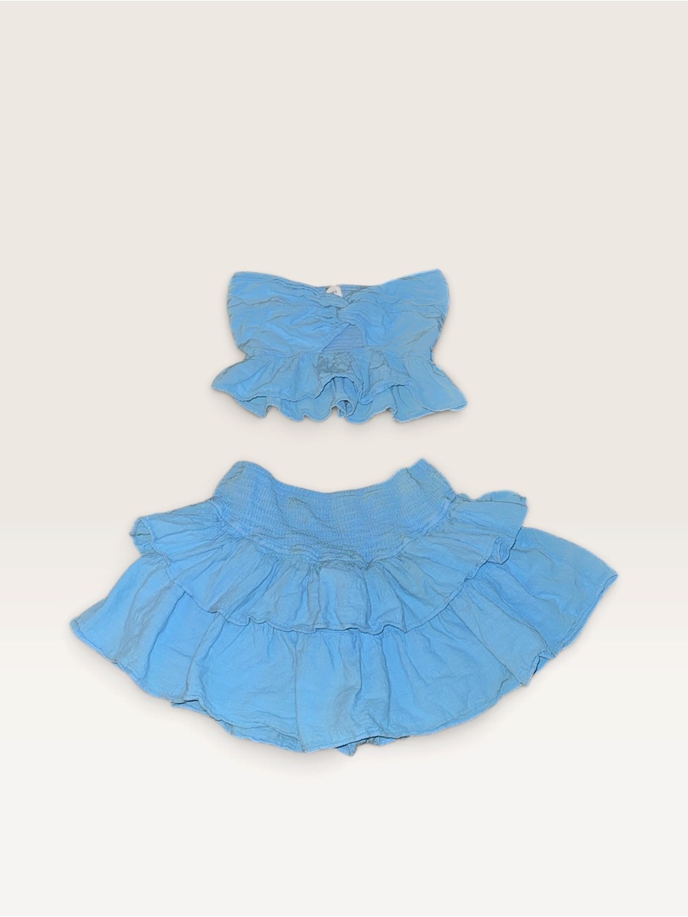 Light Blue Ruffled Circle Skirt - Women
